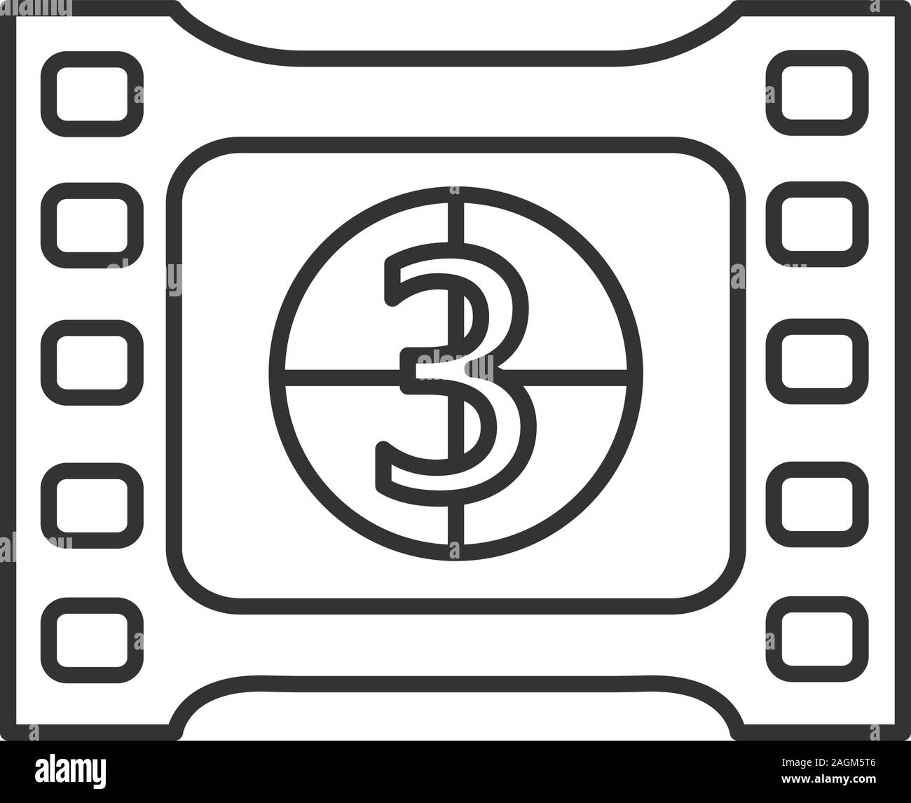 Compte à rebours avec cadre de Film icône linéaire. Film fixe. Fine ligne illustration. Symbole de contour. Dessin vectoriel aperçu isolés Illustration de Vecteur