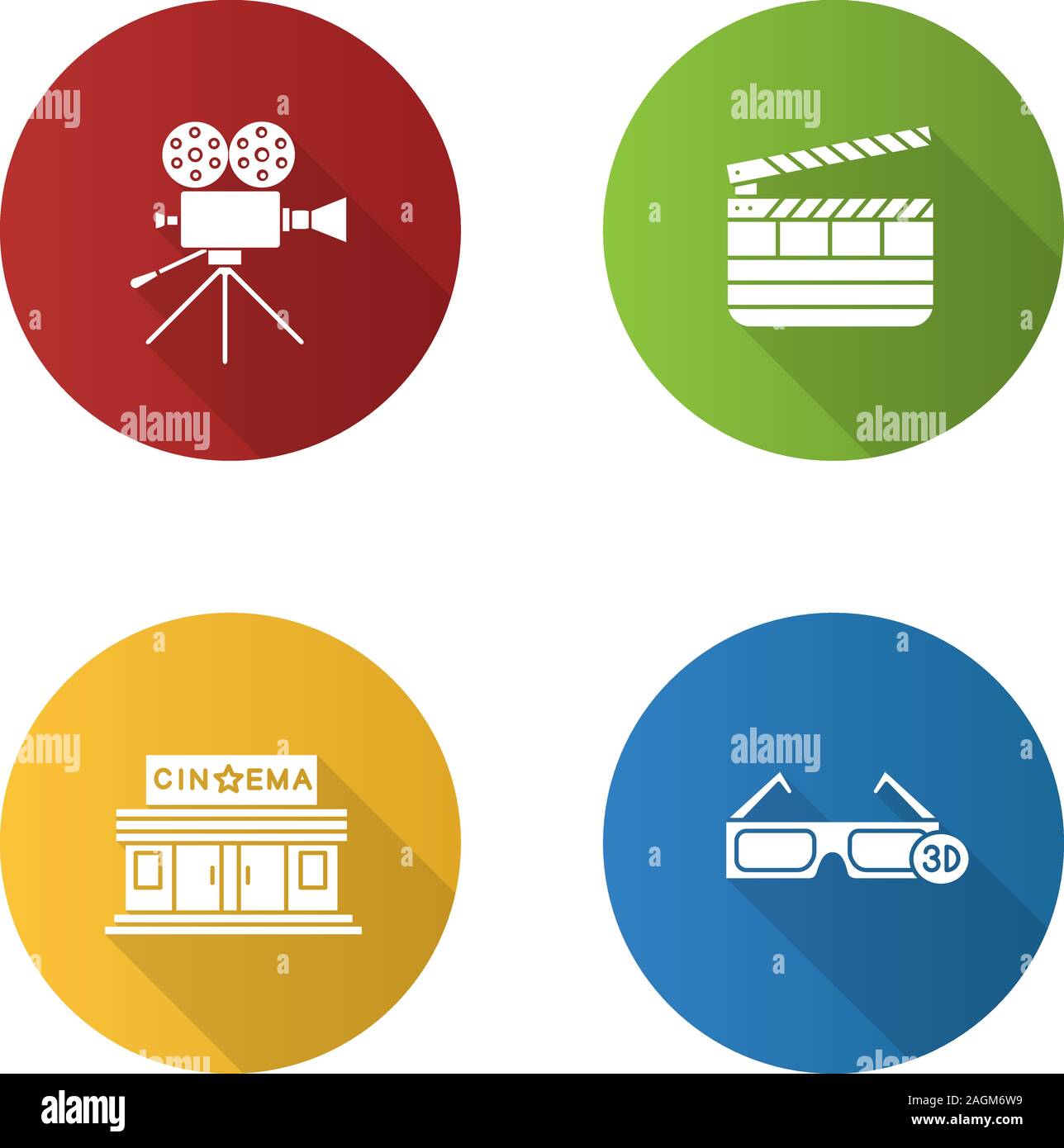 Cinéma Télévision design ombre portée de l'ensemble des icônes de glyphe. Caméra vidéo, cinéma, lunettes 3D, COCOON. Silhouette Vector illustration Illustration de Vecteur