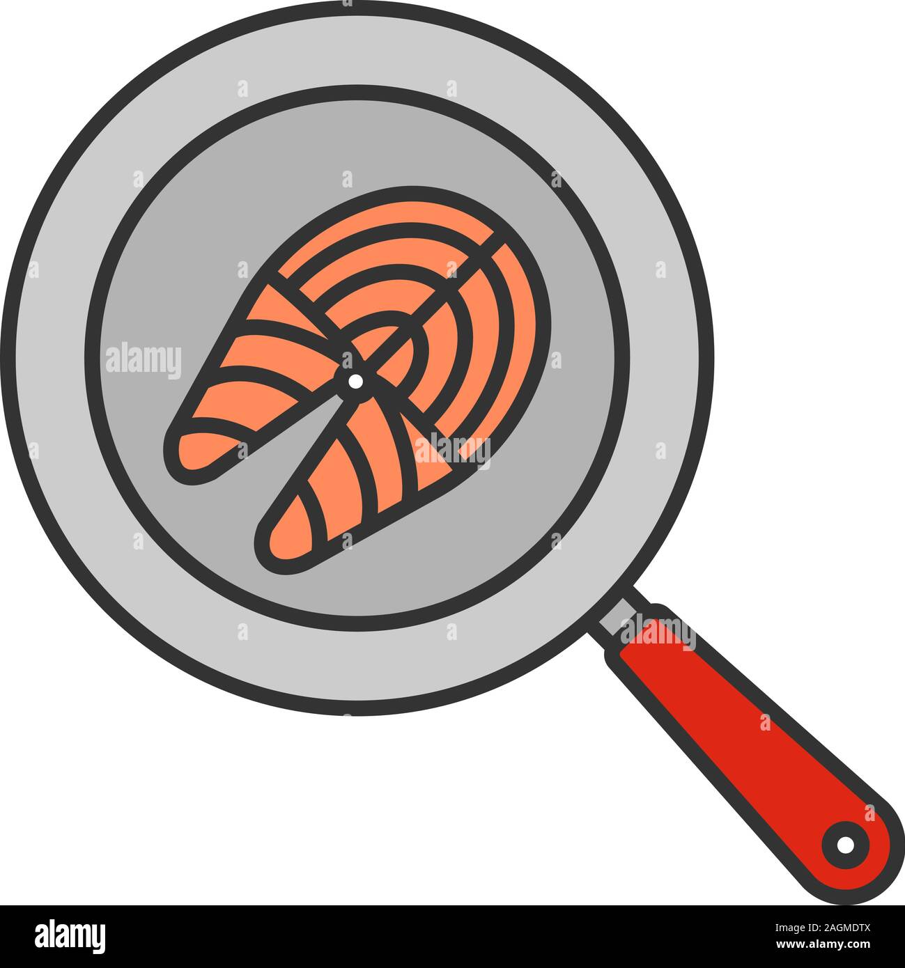 Steak de poisson sur l'icône couleur pan cuisine. Vector illustration isolé Illustration de Vecteur
