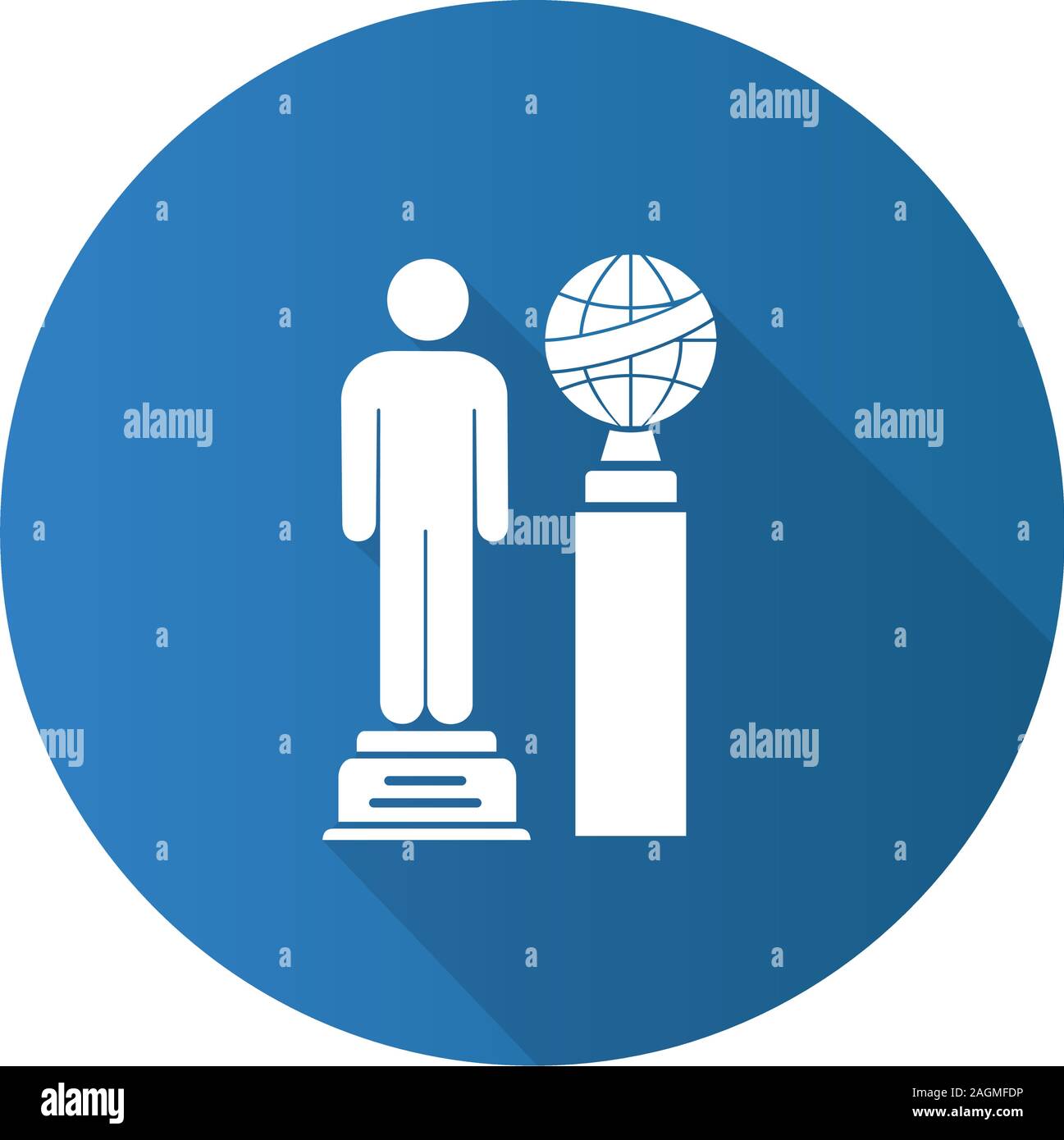 Movie awards design plat long shadow icône glyphe. Silhouette Vector illustration Illustration de Vecteur