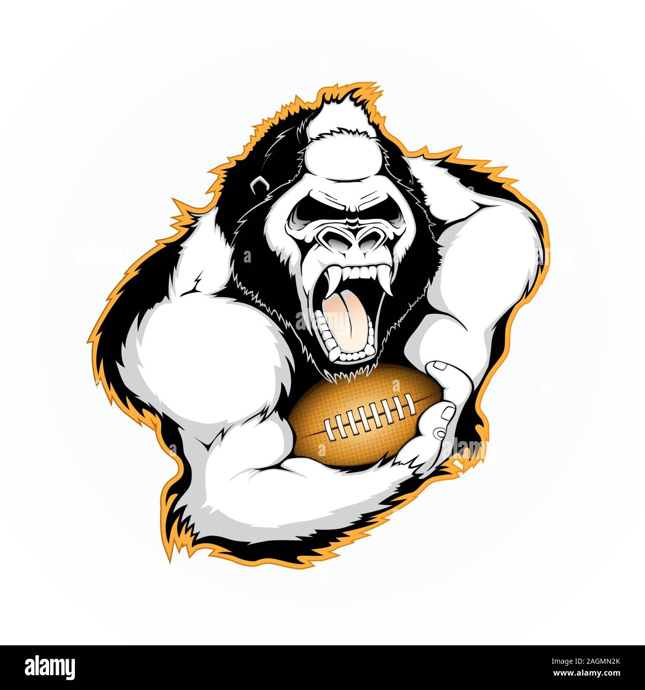 Gorilla avec le ballon de football américain. Vector illustration Illustration de Vecteur