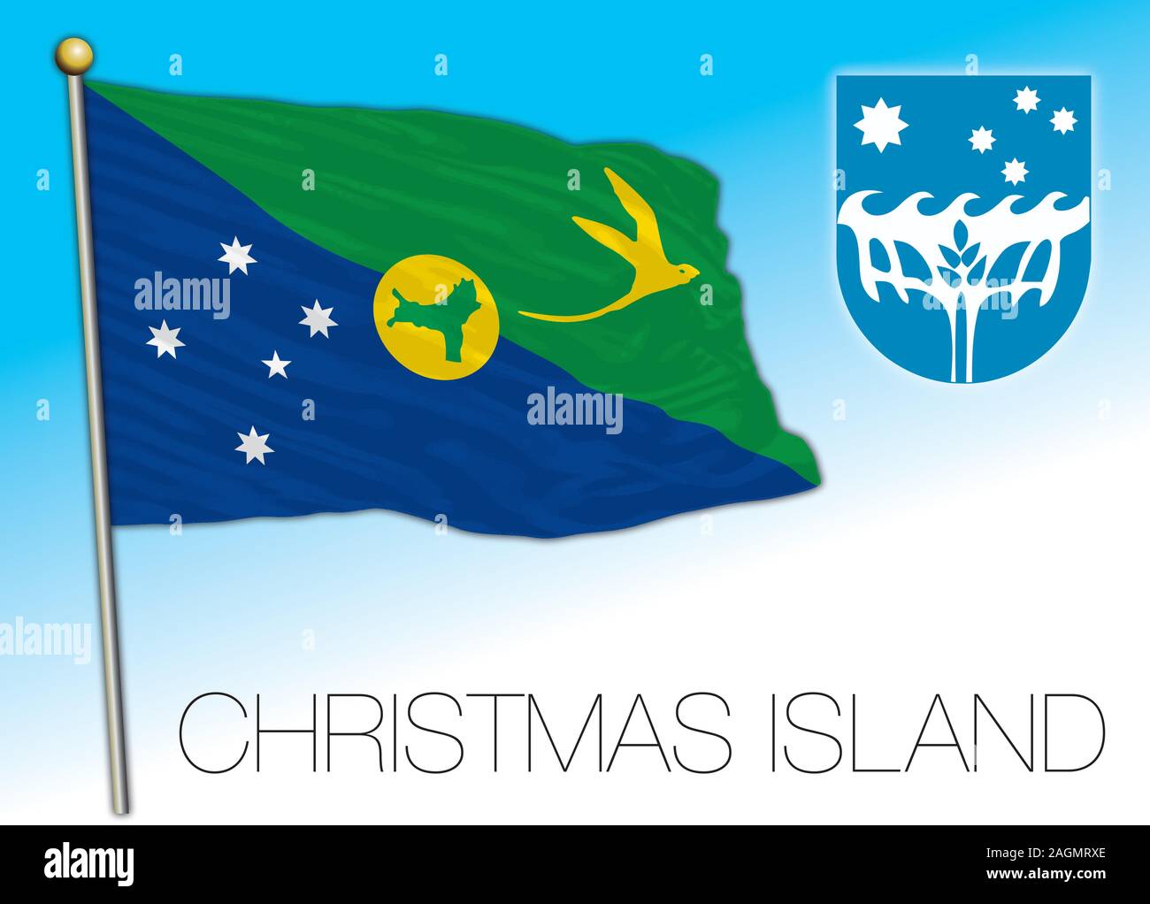 Territoire de l'île Christmas, territoire extérieur australien drapeau et d'armoiries, vector illustration Illustration de Vecteur