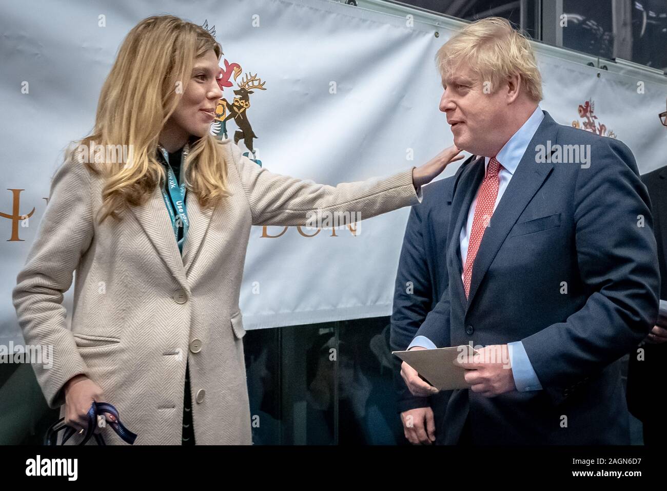 Soirée électorale générale 2019: Le Parti conservateur gagnerait un glissement de terrain pour obtenir leur plus grande majorité depuis 1987. Londres, Royaume-Uni Banque D'Images