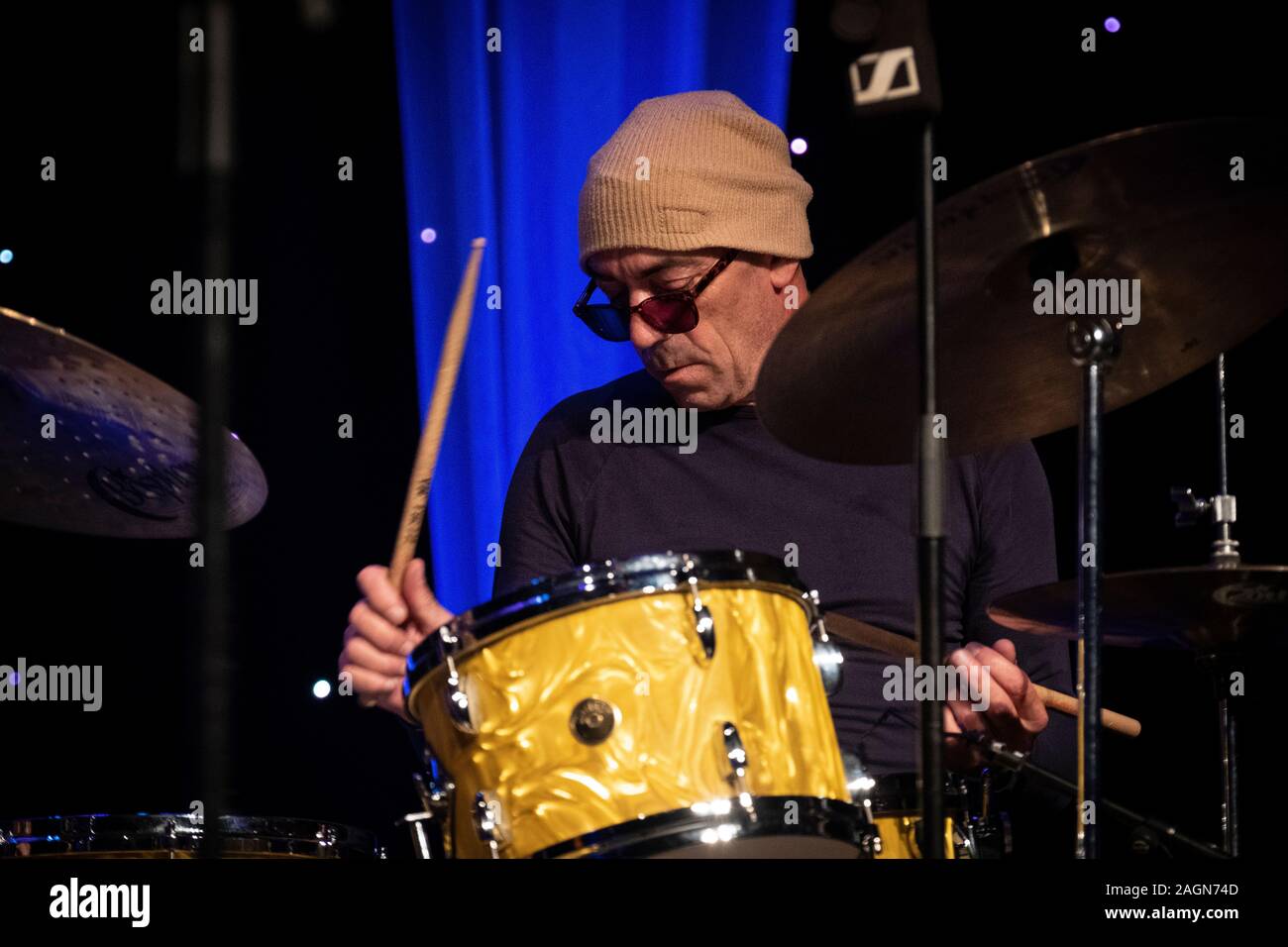 Gene Calderazzo joue de la batterie avec des partisans, Scarborough Jazz Festival 2019 Banque D'Images