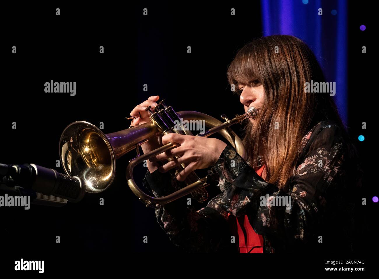 Yaz Ahmed joue bugle avec nouveau Jazz Extempore, Scarborough Jazz Festival 2019 Banque D'Images
