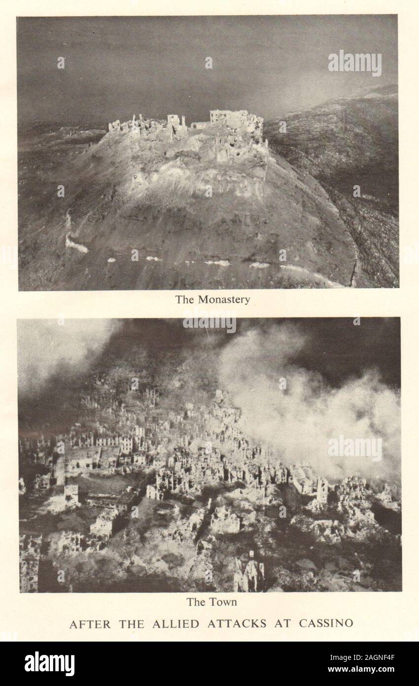 Monte Cassino. Ville & Monastère après l'attaque alliée. La Seconde Guerre mondiale 2. RAF 1954 Banque D'Images
