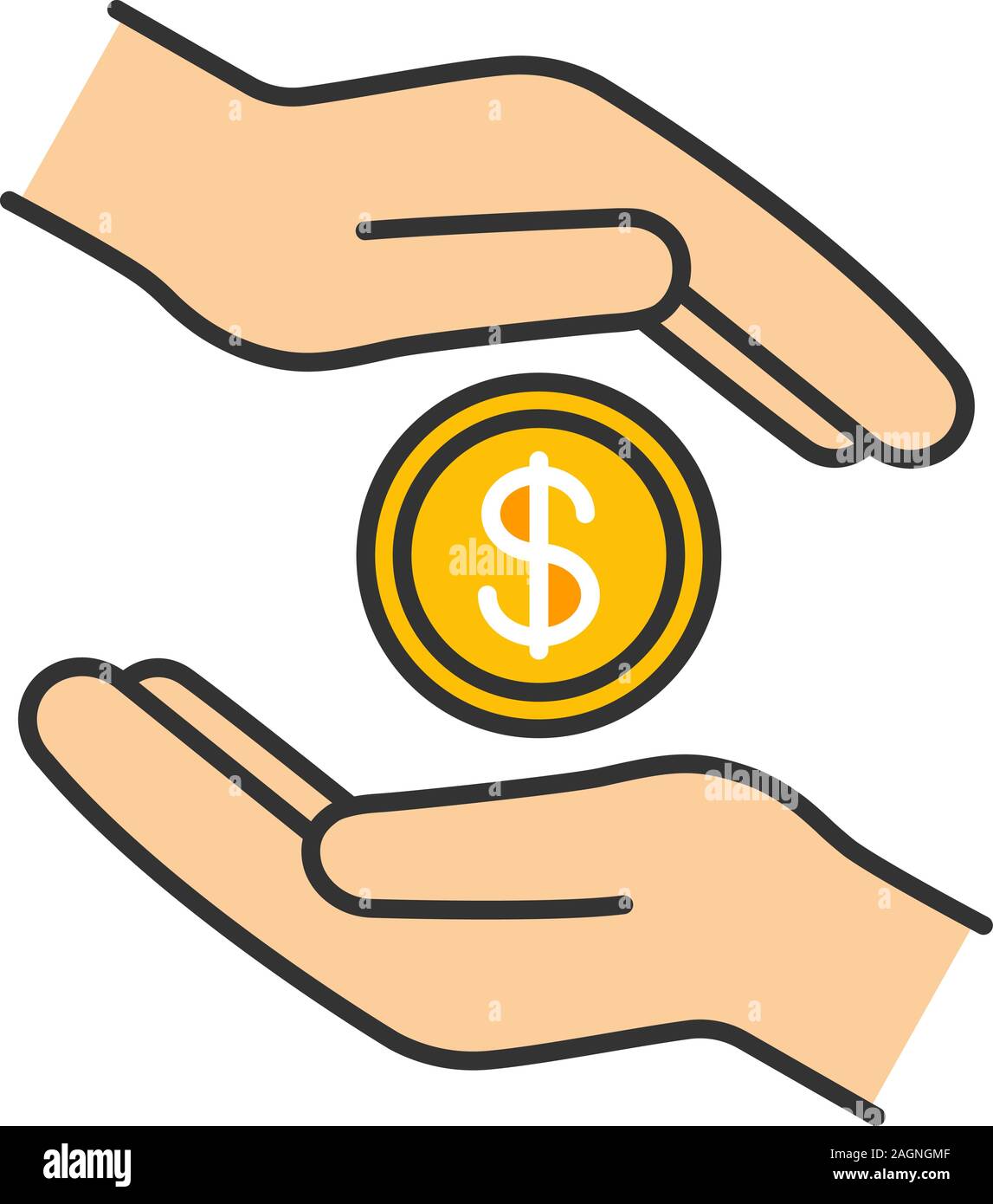 L'icône couleur de bienfaisance. Don. La zakat islamique. Coup de main. Aumône. Vector illustration isolé Illustration de Vecteur