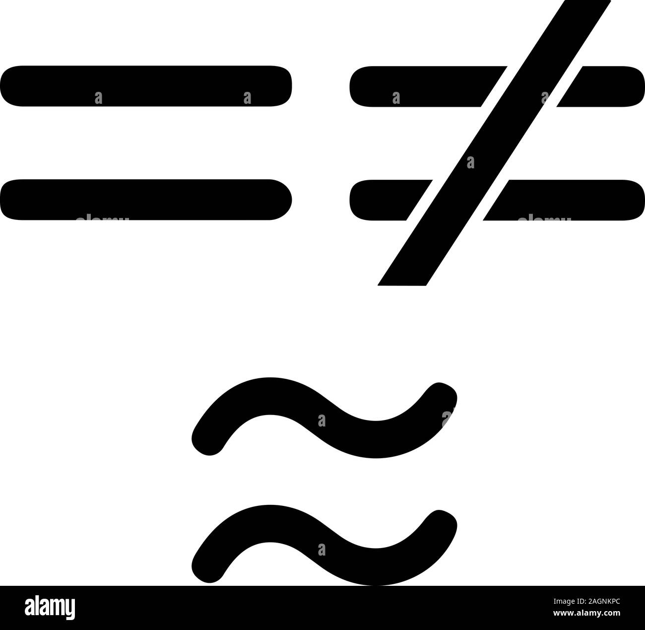 Symboles mathématiques icône glyphe. N'est pas égaux, et à peu près égale à signes. Symbole de Silhouette. L'espace négatif. Vector illustration isolé Illustration de Vecteur