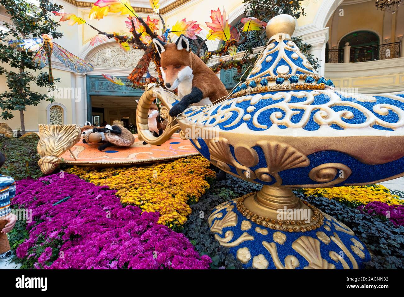 Sculptures florales au Conservatoire de Bellagio Hotel and Casino, Las Vegas, Nevada, États-Unis. Banque D'Images