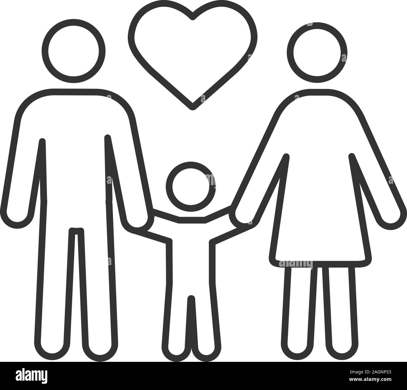 Icône linéaire de la famille. L'adoption. La parentalité. Fine ligne ...