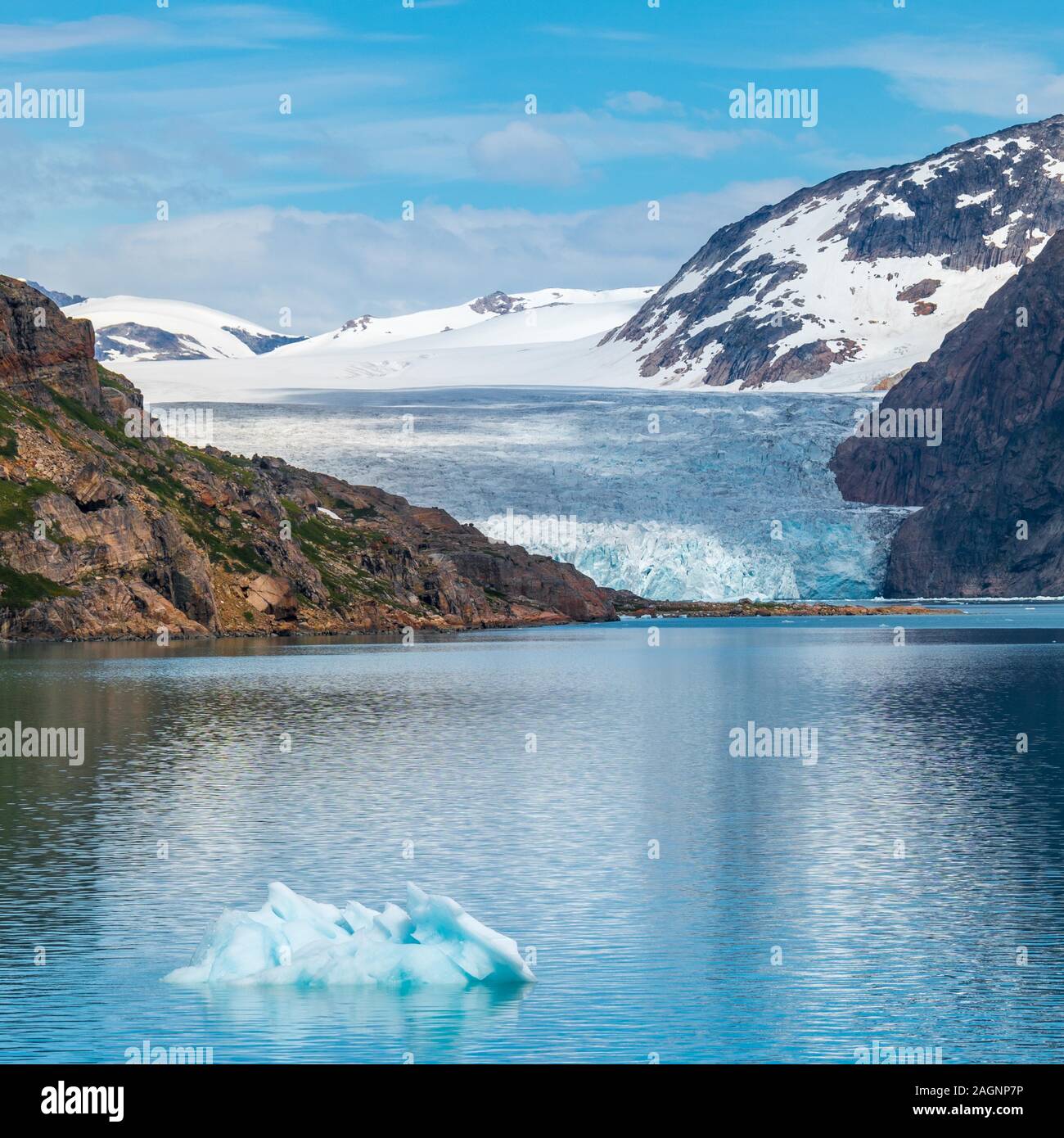 Glacier à Prins Christian Sund, Groenland Banque D'Images