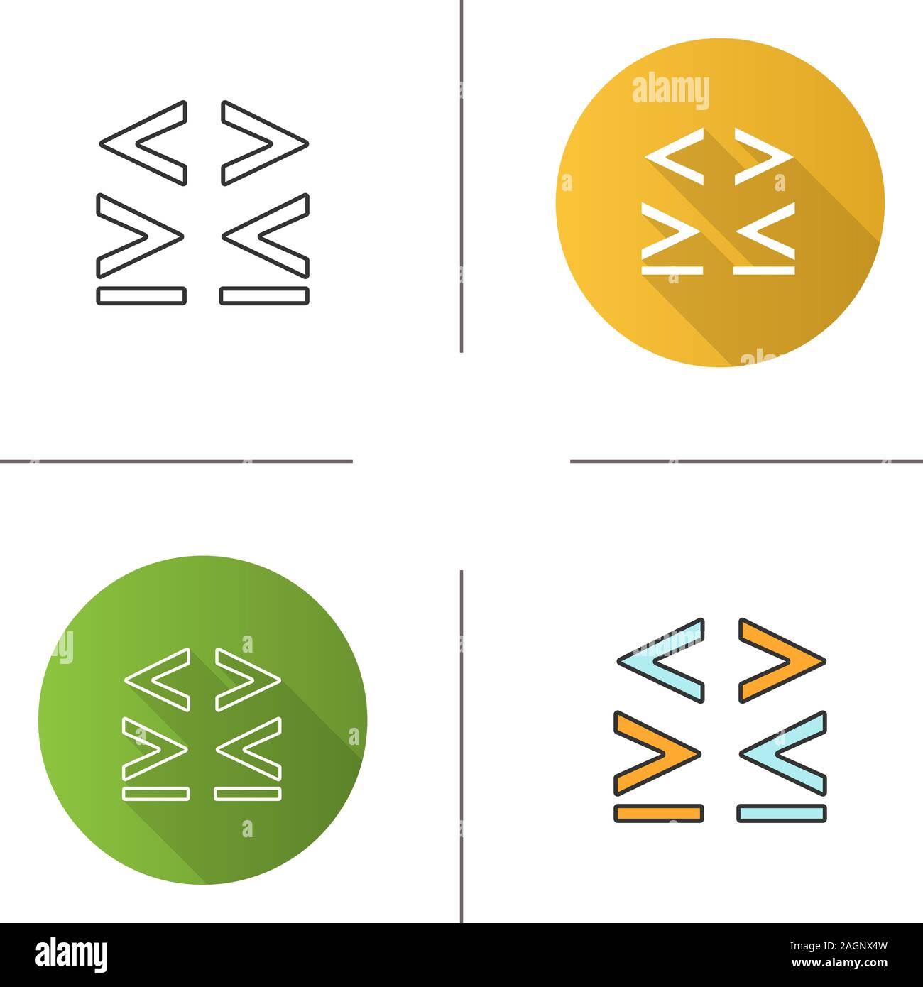 L'icône de symboles mathématiques. Est inférieur, supérieur ou égal que des signes. Modèle plat, linéaire et de couleurs. Illustrations vectorielles Illustration de Vecteur