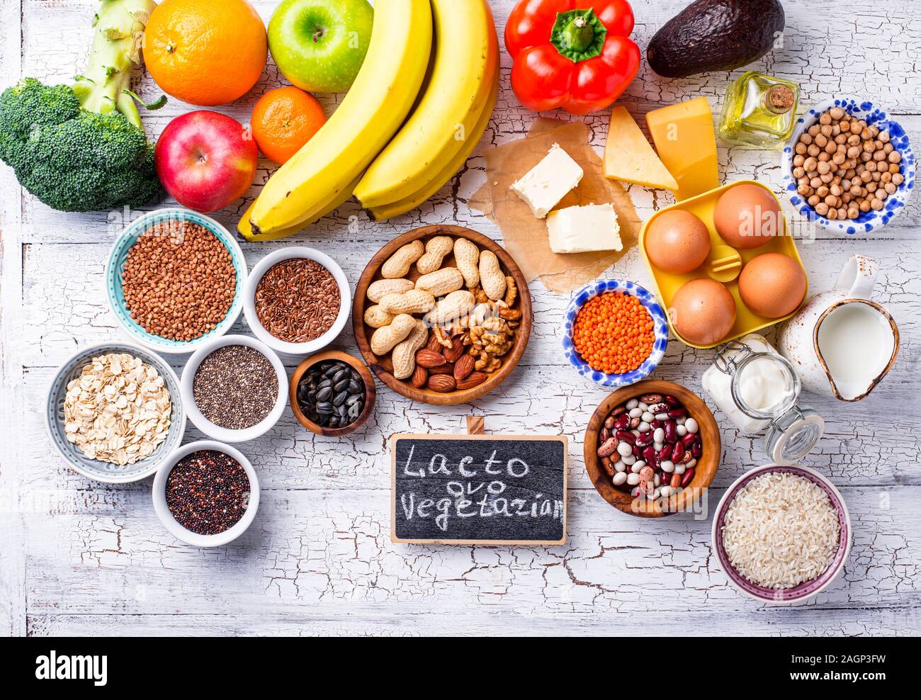 Ovo-lacto végétarien régime sain concept. Banque D'Images