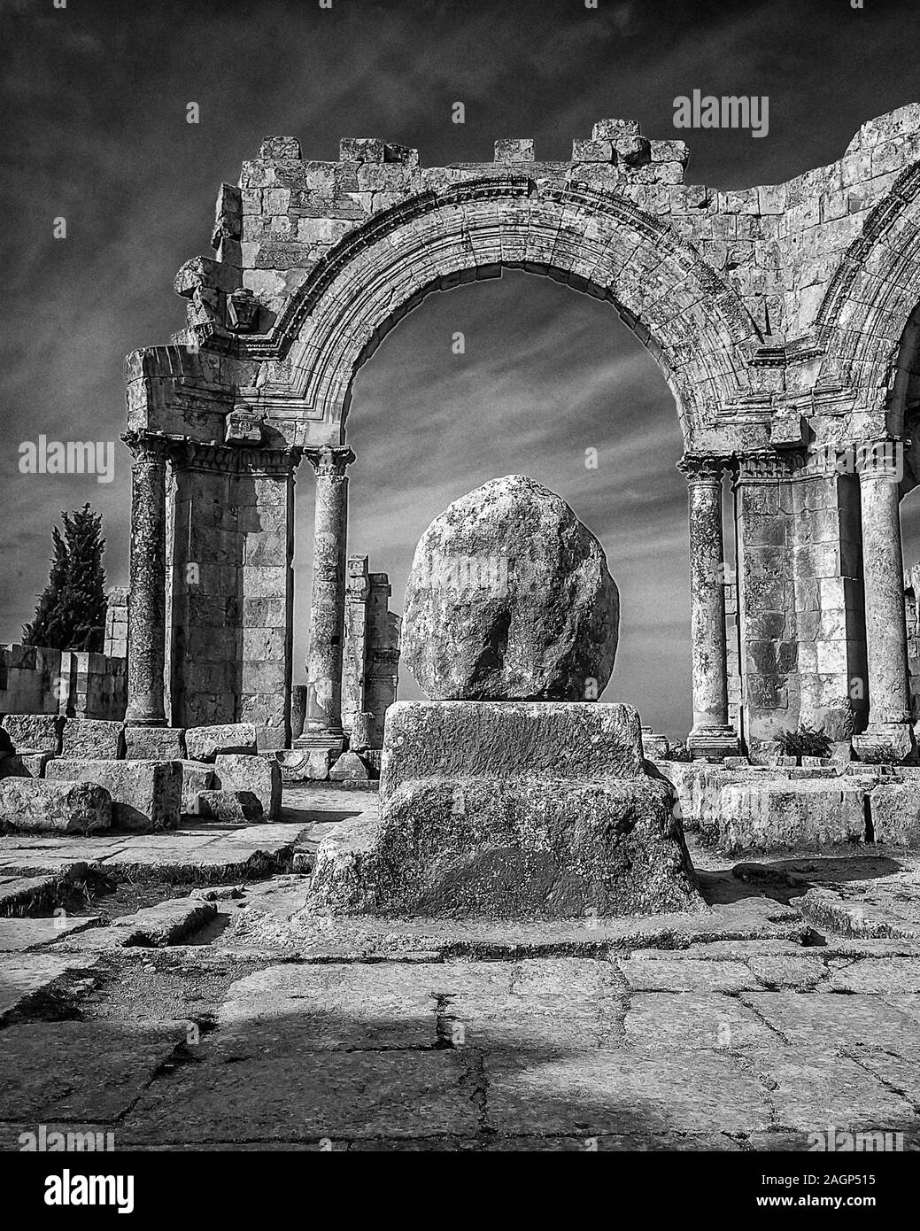 Syrie. Les ruines du monastère de St Simeon et de l'église non loin de la ville historique syrienne d'Alep comme elle l'était en 1998 Banque D'Images