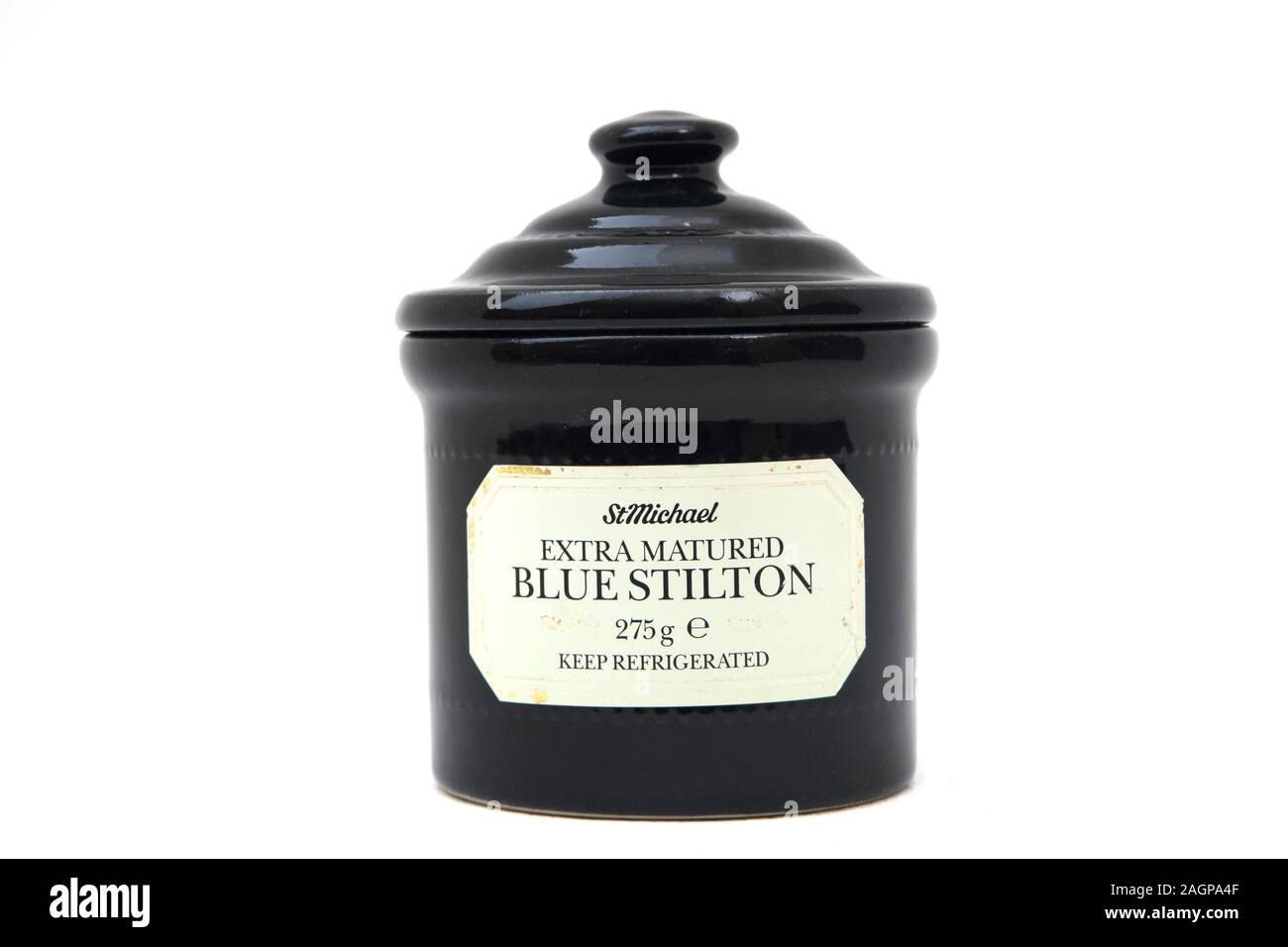 Pot en céramique Vintage - fromage stilton bleu Extra mûri Banque D'Images