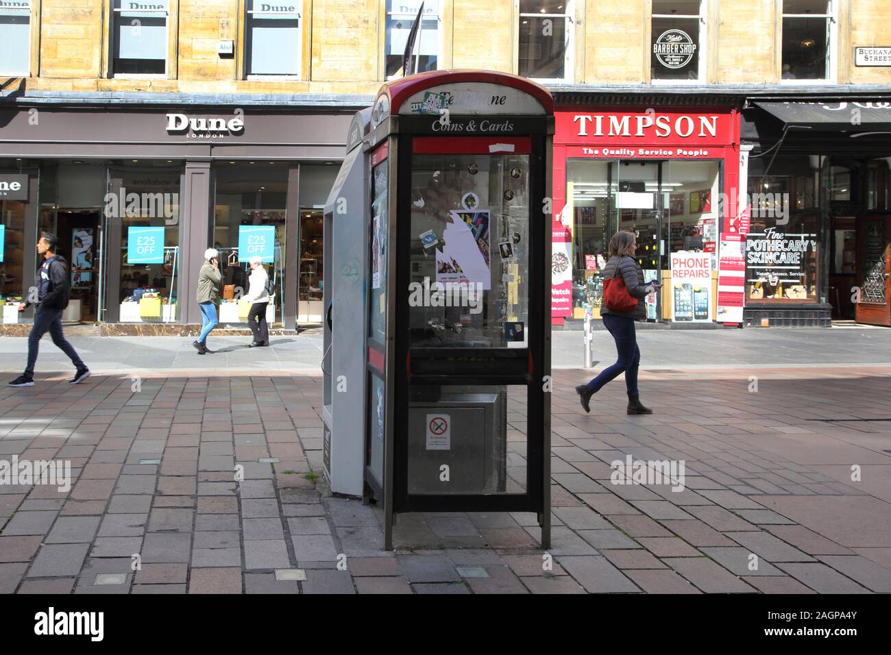 L'Écosse Glasgow Buchanan Street Téléphone fort Banque D'Images