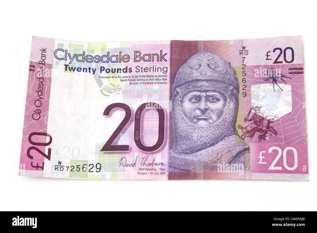 Robert the Bruce (1274-1329) sur l'avers de Clydesdale Bank Note de 20 livres Banque D'Images