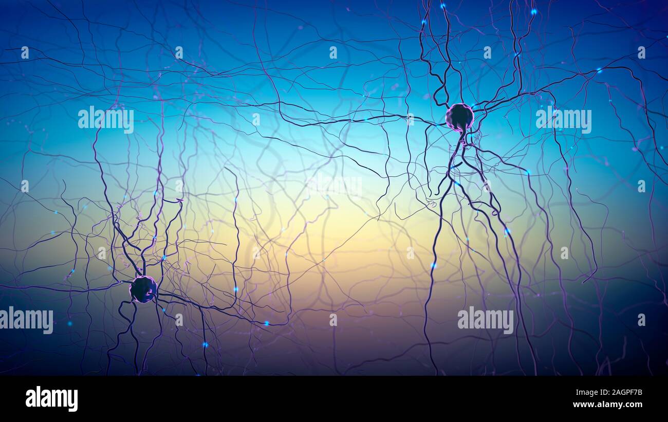 Réseau de neurones, l'illustration. Banque D'Images
