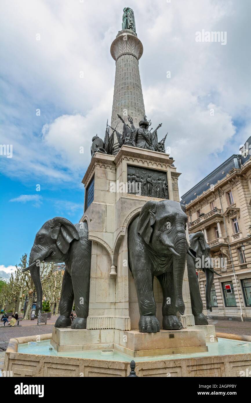 France, Savoie, Chambéry, la Fontaine des éléphants la fontaine des éléphants (érigé) 1838 Banque D'Images