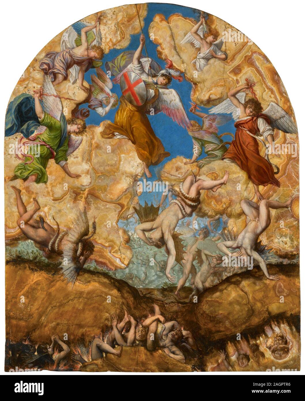La chute de l'anges rebelles. Musée : collection privée. Auteur : Orazio Gentileschi. Banque D'Images