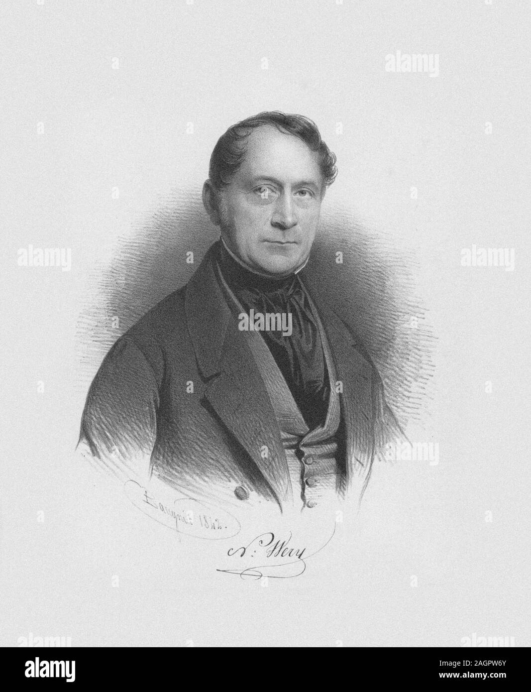 Portrait du chef et compositeur Nicolas-Lambert Wéry (1789-1867). Musée : collection privée. Auteur : Charles-Louis Baugniet. Banque D'Images