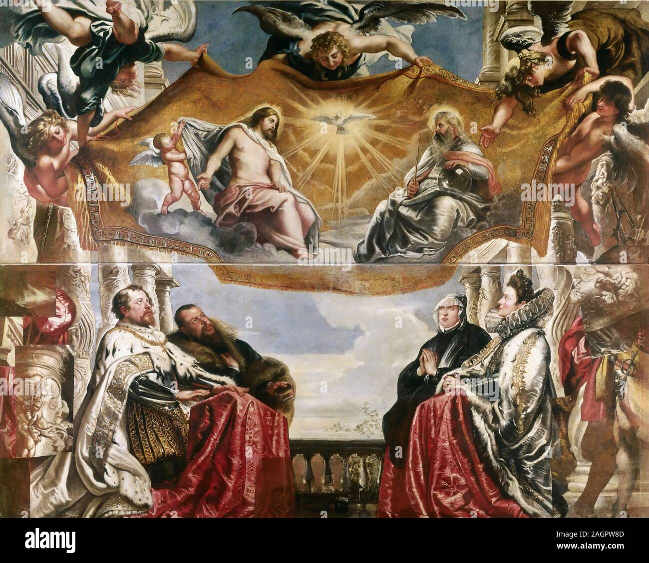 La famille Gonzague dans l'Adoration de la Sainte Trinité. Musée : Palais des Doges, de Mantoue. Auteur : Pieter Paul Rubens. Banque D'Images
