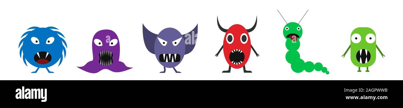 Cute monster set Illustration de Vecteur