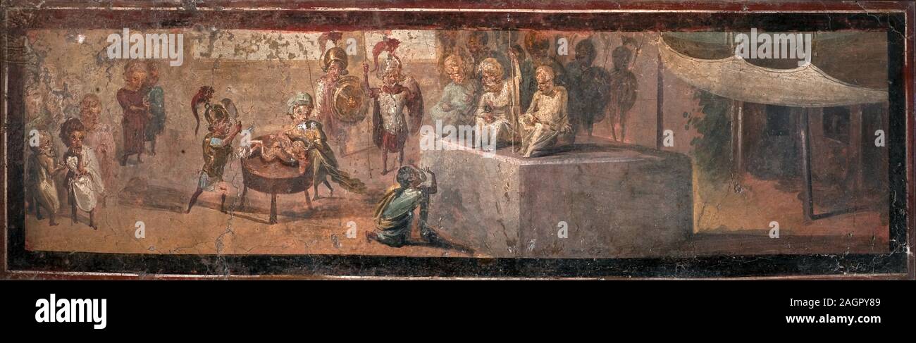 Le jugement de Salomon. Musée : Museo Archeologico Nazionale di Napoli. Roman-Pompeian Auteur : peinture murale. Banque D'Images
