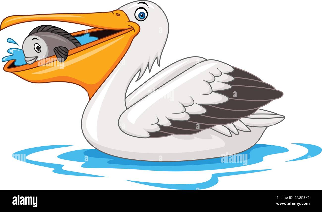 La consommation de poisson pelican dessin animé Illustration de Vecteur