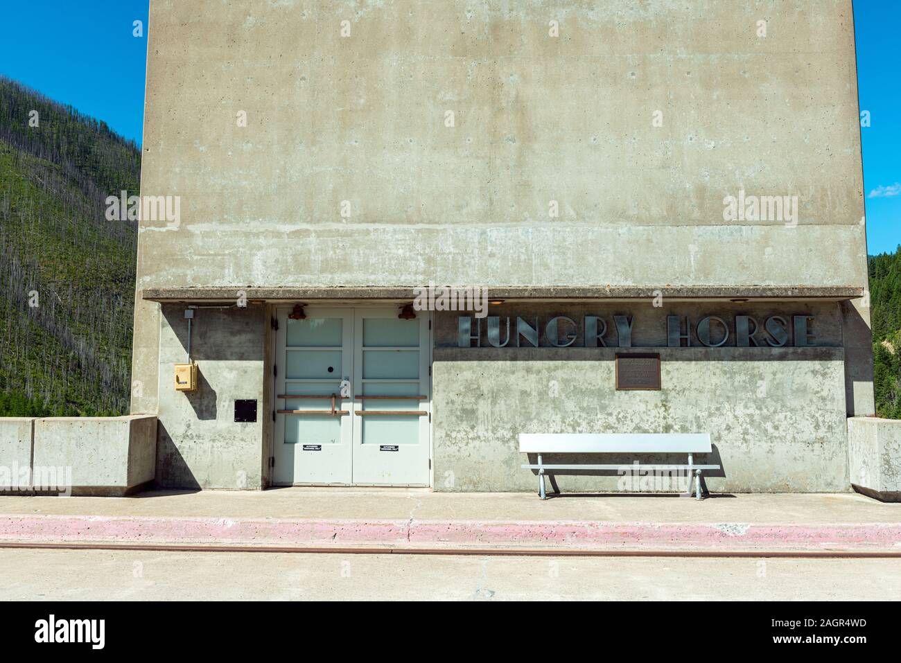 La porterie au Barrage de Hungry Horse, Montana, USA Banque D'Images