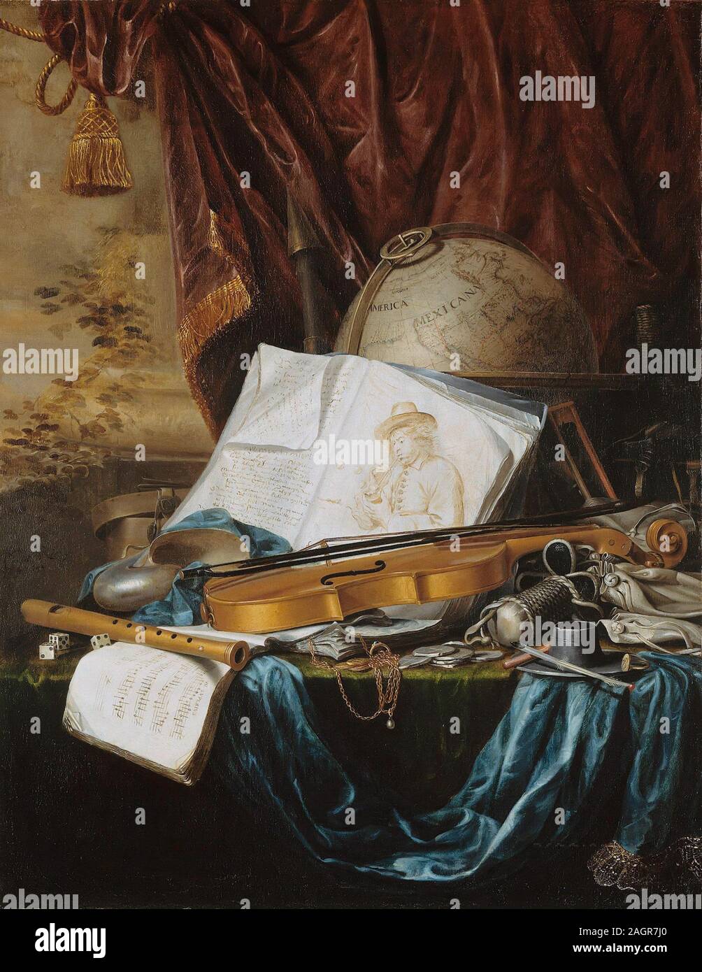 Nature morte avec instruments de musique. Musée Staatliche Museen, Berlin :. Auteur : Pieter de Ring. Banque D'Images