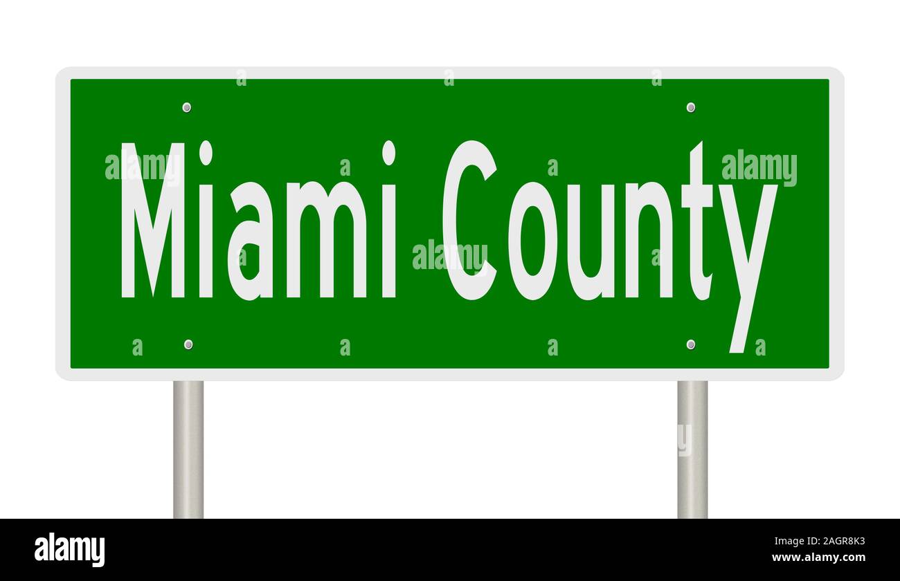 D'un rendu 3d vert panneau routier pour Miami Comté Banque D'Images