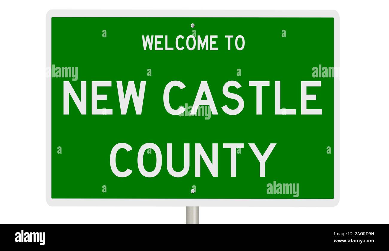 D'un rendu 3d vert panneau routier de New Castle Comté Banque D'Images
