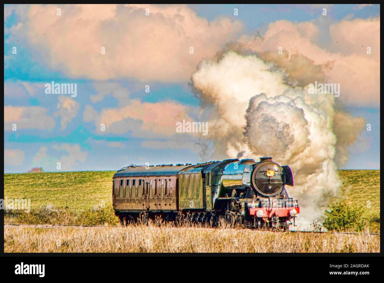 Avril, 13, 2019 : Gainsborough, Lincolnshire, Royaume-Uni. L'un des plus célèbre du monde des trains à vapeur, "The Flying Scotsman', en passant par la Banque D'Images