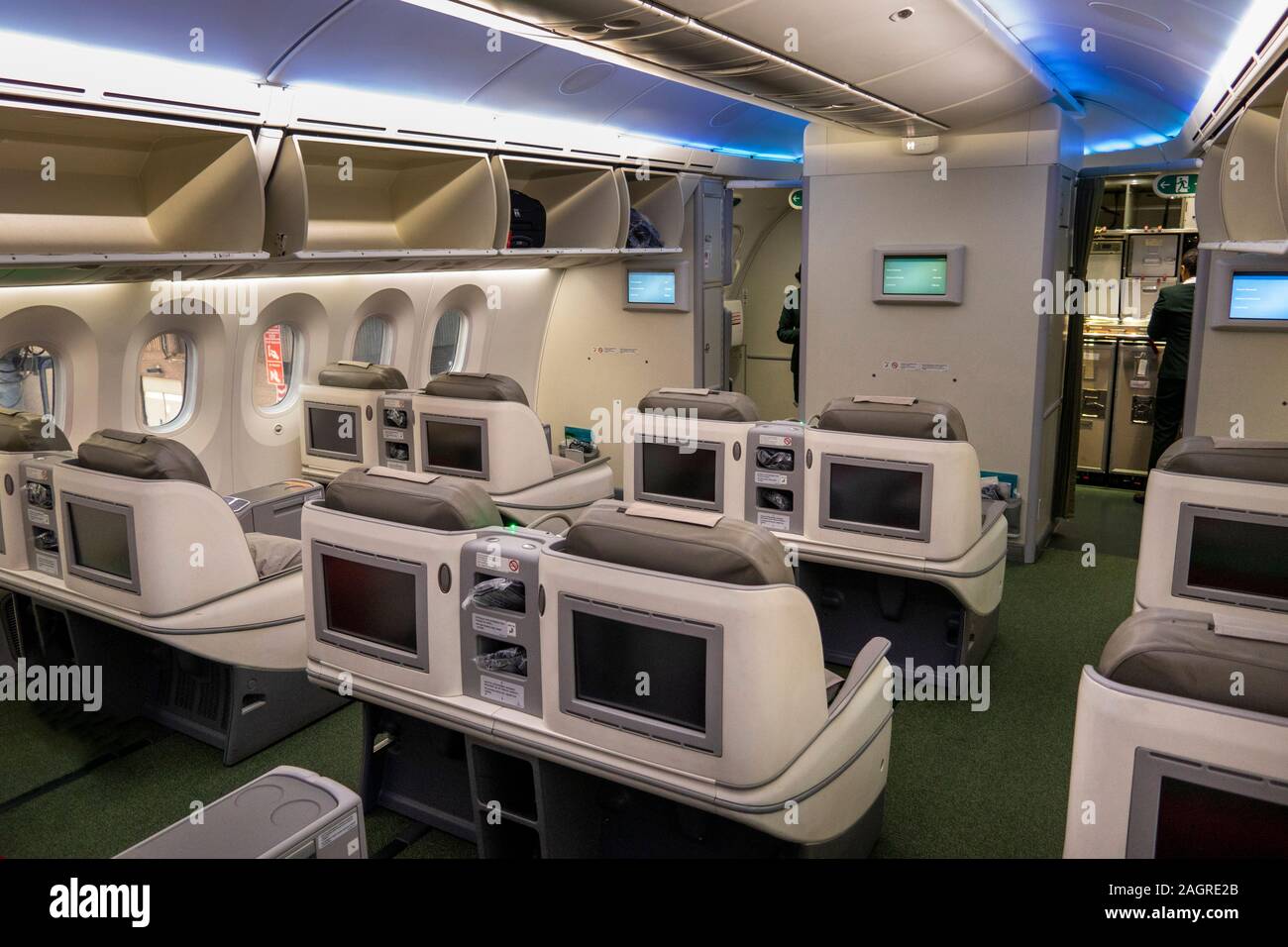 Les voyages aériens, Ethiopian Airlines Boeing 787 Dreamliner, Cloud 9 classe affaires Banque D'Images