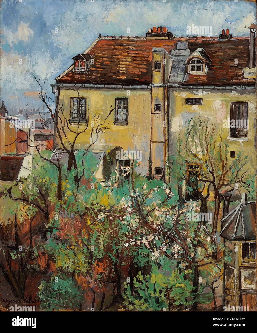 Jardín en la rue Cortot. Musée : Musée Utrillo-Valadon, Sannois. Auteur : Suzanne VALADON. Banque D'Images