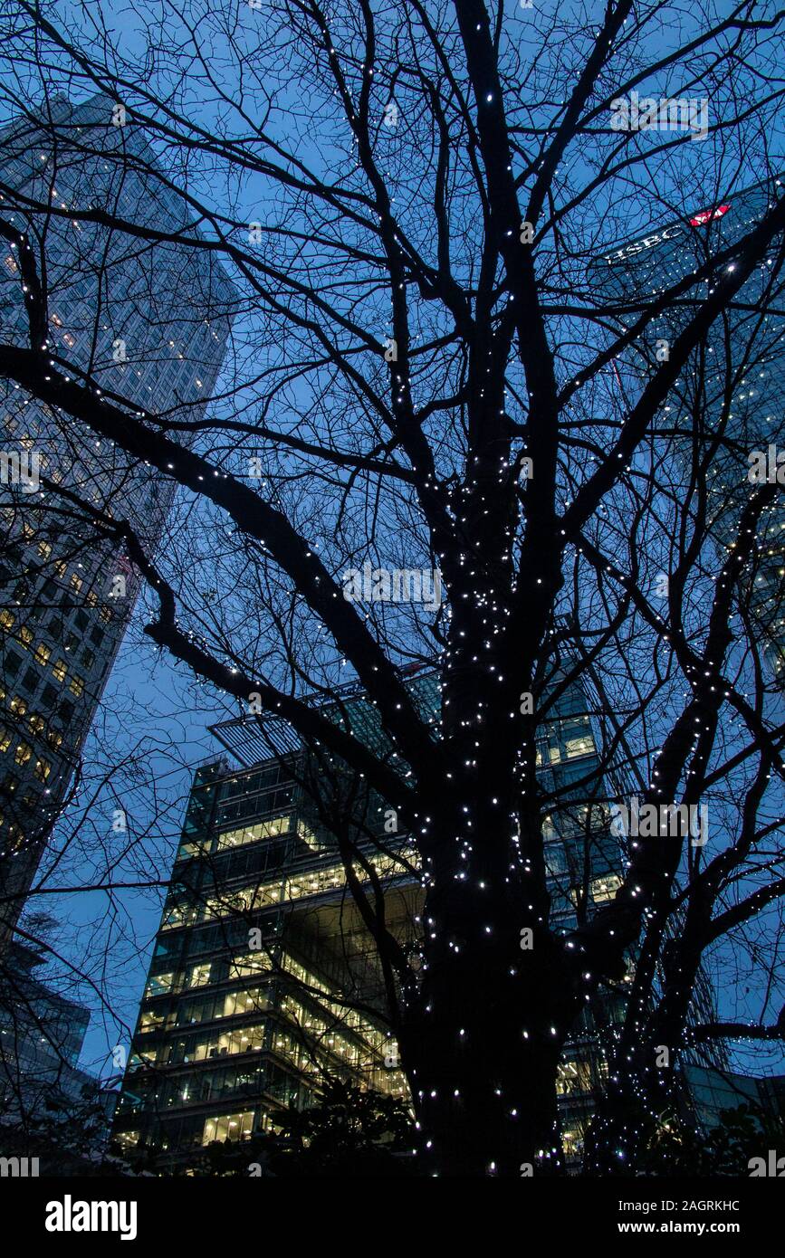 HSBC et siège de Citi à Noël à Canary Wharf dans le Docklands Banque D'Images