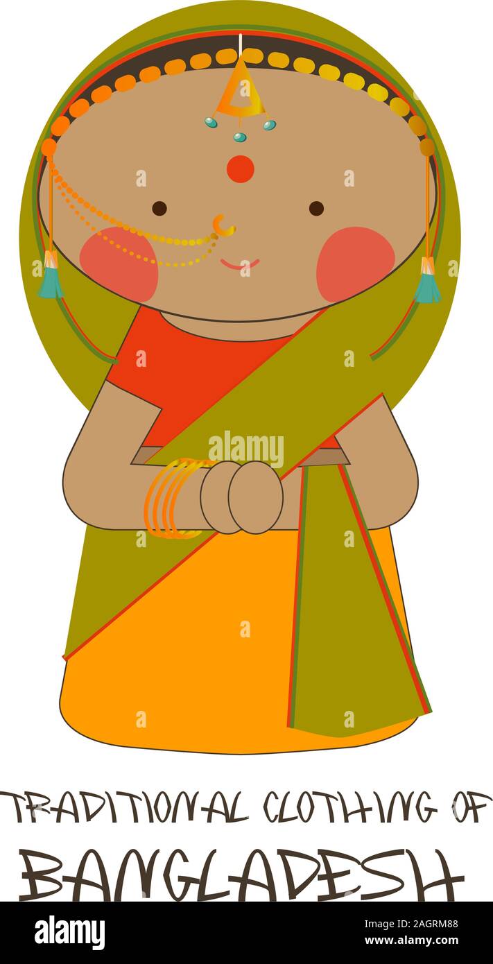 Les vêtements traditionnels du Bangladesh, Shari robe et accessoires de  femmes du Bangladesh Image Vectorielle Stock - Alamy