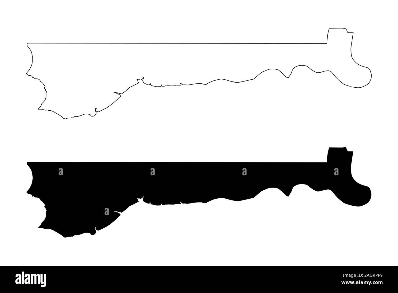 La Division de la rive nord (subdivisions de la Gambie, République de Gambie) map vector illustration gribouillage, croquis Rive nord Région Carte de Illustration de Vecteur