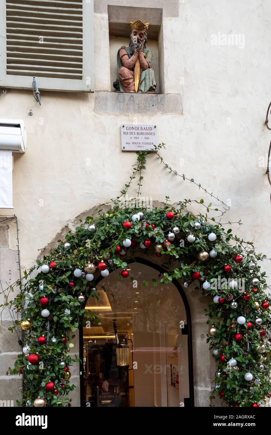 Décoration de Noël dans la vieille ville de Genève Suisse Banque D'Images