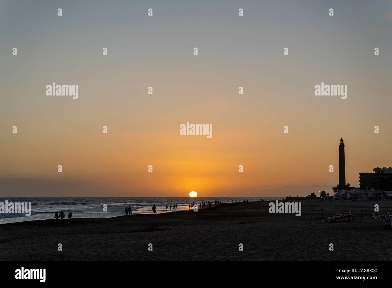 Paysage au coucher du soleil sur les sables de l'Maspaloms, Gran Canaria, Espagne Banque D'Images