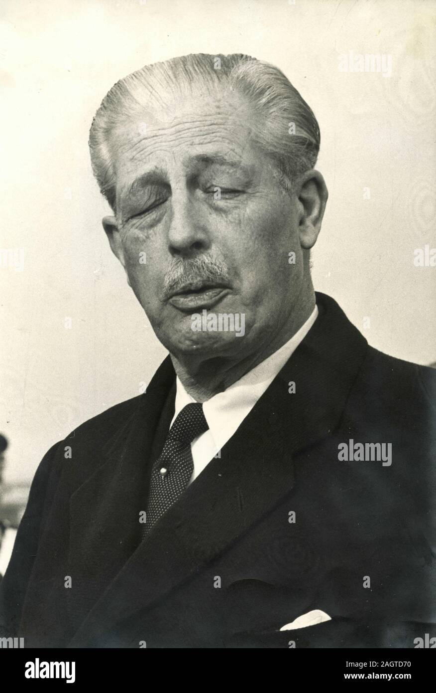 Le Premier Ministre britannique Harold Macmillan, Rome, Italie 1960 Banque D'Images
