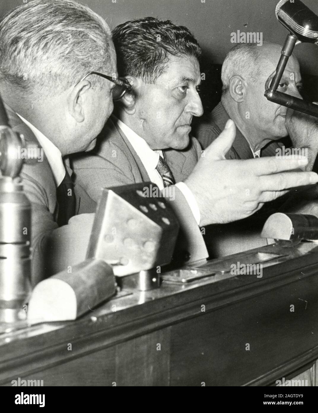 Les politiciens italiens Edoardo D'Onofrio, Giuseppe Di Vittorio, et Oreste Lizzadri, Rome, Italie 1960 Banque D'Images
