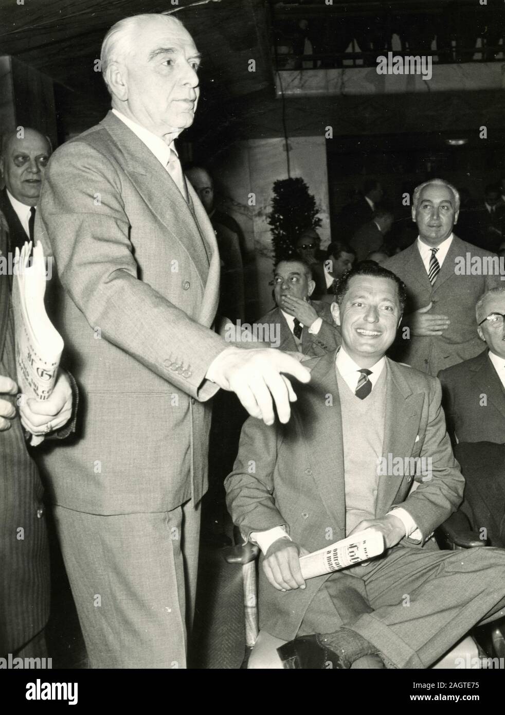 Entrepreneurs italien Vittorio Cini et Giovanni Agnelli, Rome, Italie 1959 Banque D'Images