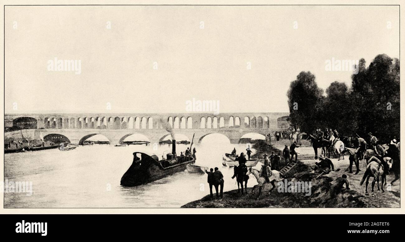 Le viaduc du Point-du-Jour. Le siège de Paris est un épisode de la guerre franco-allemande de 1870. Du 17 septembre 1870, la ville est rapidement surr Banque D'Images