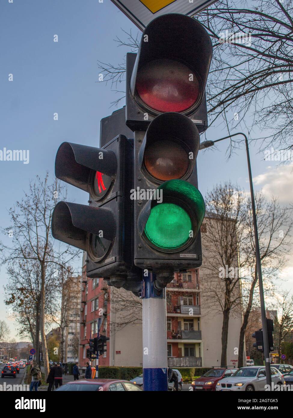 Signaux de commande, d'un sémaphore de circulation signaux vert lumière Banque D'Images