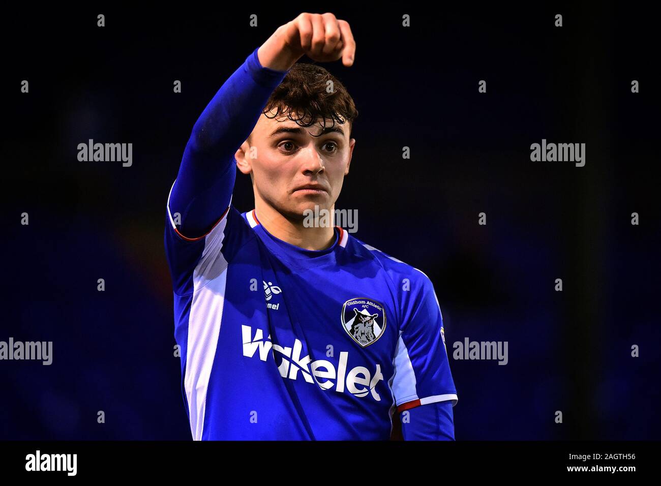 Oldham, UK. Dec 21, 2019. OLDHAM, ANGLETERRE - 21 décembre Jonny Smith d'Oldham Athletic pendant le match de Ligue 2 pari du ciel entre Oldham Athletic et Crawley Town à Boundary Park, Oldham le samedi 21 décembre 2019. (Crédit : Eddie Garvey | MI News) photographie peut uniquement être utilisé pour les journaux et/ou magazines fins éditoriales, licence requise pour l'usage commercial Crédit : MI News & Sport /Alamy Live News Banque D'Images