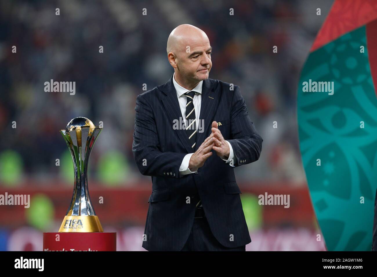 Doha, Qatar. Dec 21, 2019. Le Président de la Fifa, Gianni Infantino durant la finale de la Coupe du Monde des Clubs d'Angleterre entre Liverpool et Flamengo du Brésil. Le jeu a été joué au Khalifa International Stadium de Doha (Qatar) Le 21 Dec 2019. Credit : PSP Sport Press Photo. /Alamy Live News Banque D'Images