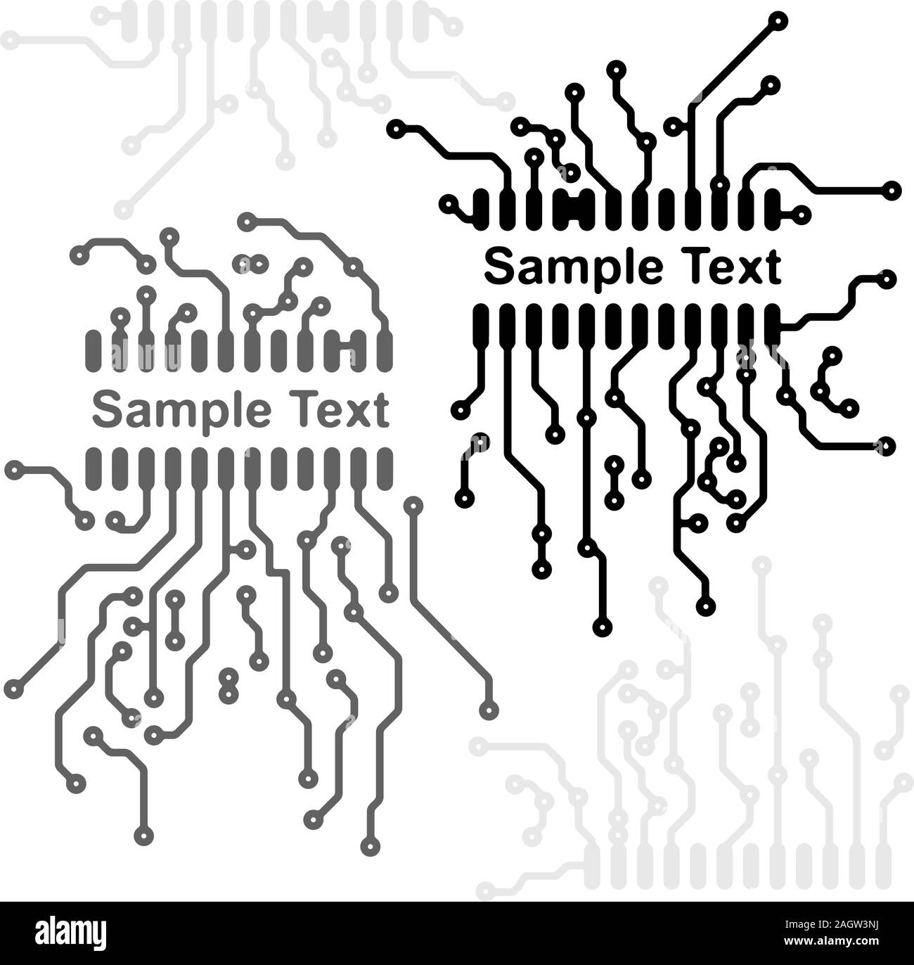 Paire de feux d'artifices chez PCB-style de mise en page avec l'espace vide pour votre texte. Illustration de Vecteur
