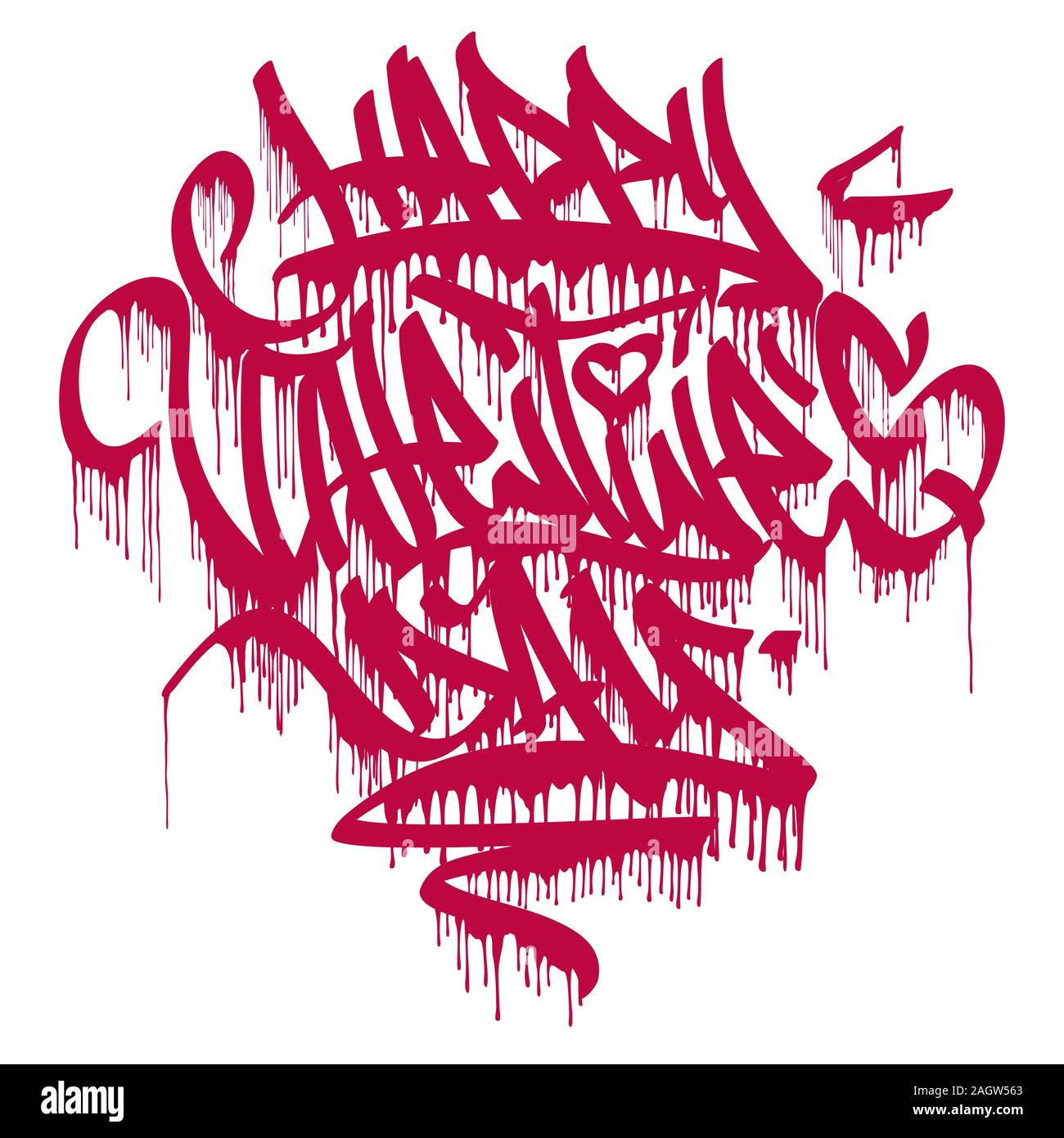 Happy Valentine's Day style graffiti marqueur dégoulinant le lettrage. Isolé sur fond blanc. Illustration de Vecteur